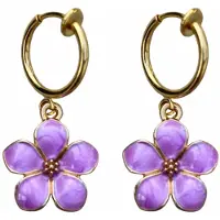 Charme Bijoux Klem oorbellen - lila bloem - goudkleurig - Chimay- geen gaatje-
