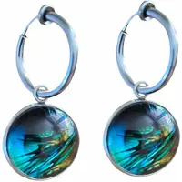 Charme Bijoux Klem oorringen-Suzan-Cabochon Zilverkleur- geen gaatje-