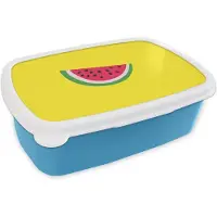 MuchoWow Broodtrommel Blauw - Lunchbox Fruit - Watermeloen - Geel - Brooddoos 18x12x6 cm - Brood lunch box - Broodtrommels voor kinderen en volwassenen