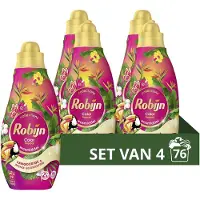 Robijn - Vloeibaar Wasmiddel - Klein & krachtig - Tropical - 4 flessen - 76 wasbeurten - Voordeelverpakking