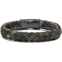 Frank 1967 7FB-0629 - Leren Armband - Heren - Grijs - 21 cm