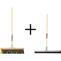 Synx Store Synx Tools Binnenbezem 40cm La Crema + Vloertrekker 35cm met Steel 120cm - Kamerveger – Vloerreiniger – Moppen – Zachte bezem met steel 150cm
