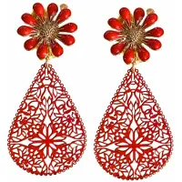 Charme Bijoux Clip oorbellen -Madelief- rood-filigraan- ster- geen gaatje-