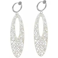Charme Bijoux Klem oorbellen- lang- filigraan -zilverkleurig- geen gaatje-