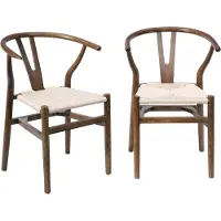 Sweeek Vintage stoel van beukenhout en touw (set van 2) Verouderd bruin