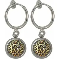Charme Bijoux Klem oorbellen-Bruin- panter- zilverkleur-geen gaatje-