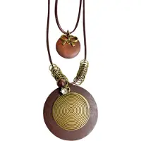 Charme Bijoux Ketting- hout -bruin -duo hanger -