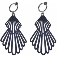 Charme Bijoux Klem Oorbellen- waaier -zwart-geen gaatje-