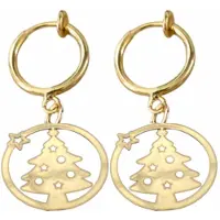 Charme Bijoux Klem oorbellen kerstboom goudkleurig- geen gaatje-