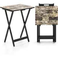 Costway Set van 4 tuintafels, inklapbaar, weerbestendige bistrotafel, outdoor, van hout, klaptafel met handgreep, balkontafel, industrieel voor tuin, terras, zwembad, 48 x 40 x 67 cm