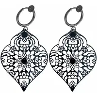 Charme Bijoux Klem oorbellen -zwart- filigraan-geen gaatje-