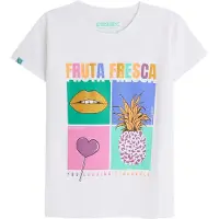 4PRESIDENT T-shirt wit Meisjes Stretchkatoen Ronde hals Printopdruk - maat 98