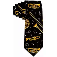 Charme Bijoux Stropdas- Blaas instrumenten- Trompet- Schuif trompet- Zwart- Goudkleurig- Polyester -