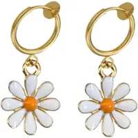 Charme Bijoux Klem oorbellen - madelief - wit - goudkleurig - geen gaatje-