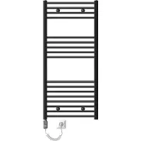 LuxeBath Elektrische badkamerradiator met verwarmingselement 1200W 600x1200 mm antraciet recht met zijaansluiting & thermostaat-touchbediening