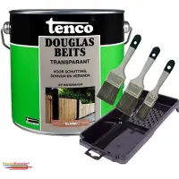 Tenco Douglas Houtbeits Transparant Blankset 2.5L + GRATIS KwastenDiscounter Beitsset 3 Delig 30/40/60 mm & Verfbak 15 cm x 29 cm