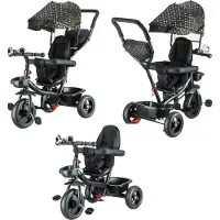 Stars Driewieler Kinderfiets 3-in-1 - Fiets, Bolderwagen, Kinderwagen - Draaibare Zitting - tot 25 kg - Opvouwbare Luifel - Veiligheidsgordel