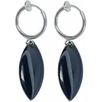 Charme Bijoux Klem oorbellen -zwart- emaille -zilverkleur -geen gaatje-