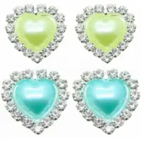 Charme Bijoux 2 Paar-Clip Oorbellen-Hartjes-Alina- blauw- groen- geen gaatje-
