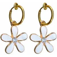 Charme Bijoux Klem oorbellen - bloem - wit - goudkleurig - geen gaatje-