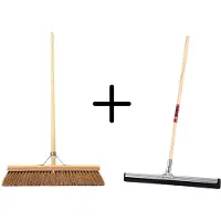 Synx Store Synx Tools Coco Binnenbezem 50cm + Vloertrekker 35cm met Steel 120cm - Zaalveger – Vloerreiniger – Moppen - Zachte bezem kokos met steel 150cm