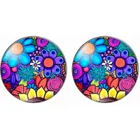 Charme Bijoux Clip oorbellen-Bloem-Gekleurd-2 cm
