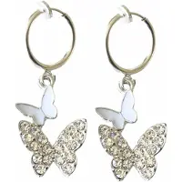 Charme Bijoux Klem oorbellen -vlinder- strass -zilverkleurig- geen gaatje-
