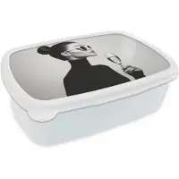 MuchoWow Broodtrommel Wit - Lunchbox Vrouw - Champagne - Modern - Brooddoos 18x12x6 cm - Brood lunch box - Broodtrommels voor kinderen en volwassenen