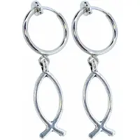 Charme Bijoux Klem oorbellen- Ichthus- vis -zilverkleur-geen gaatje-