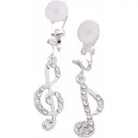 Charme Bijoux Clip Oorbellen -Muziek- strass- zilverkleur- geen gaatje-
