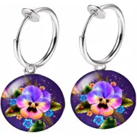 Charme Bijoux Klem oorbellen-Violen-Cabochon- 16 mm-geen gaatje-