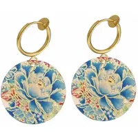 Charme Bijoux Klem oorbellen - bloem - blauw - goudkleurig