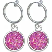 Charme Bijoux Klem oorbellen -Cleo -roze- zilverkleur-geen gaatje-