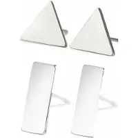 Charme Bijoux 2 paar oorbellen- Driehoek- rechthoek- RVS-
