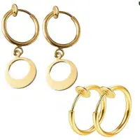 Charme Bijoux 2 paar klem oorbellen open rondje en oorringen goudkleurig- geen gaatje-
