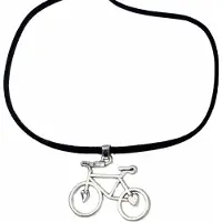 Charme Bijoux Halsketting fiets Zwart koord 45 cm metaal-