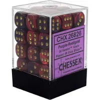 Chessex Gemini Paars-Rood/goud D6 12mm Dobbelsteenset (36 stuks)