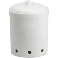 Bia Onions Uien Voorraadpot Mat Wit – Keramiek (Steengoed) – Ventilatiegaten – Keuken Opbergpot voor Uien – 20 x 20 x 28 cm
