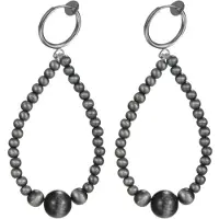 Charme Bijoux Klem oorbellen- grijs- kralen- geen gaatje-