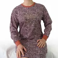 Irresistible Dames Nachthemd - Katoen - Panter Print - Roze - Maat M