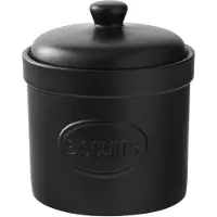 Bia Biscuits Koekjestrommel Mat Zwart – Keramiek (Steengoed) – Voorraadpot voor Koekjes – Keuken Opbergpot – Matte Jars Collectie