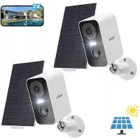 IeGeek 2K bewakingscamera voor buiten - accu - camerabewaking buiten - zonne-energie - draadloze wifi-camera - met nachtzicht in kleur - PIR-bewegingsdetectie - 2-weg audio - 2 stuks