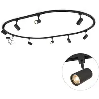 QAZQA Modern railsysteem met 8 spots zwart 1-fase ovaal 200cm - Iconic Jeana