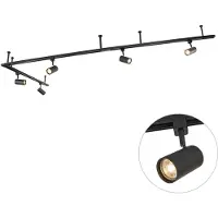 QAZQA Modern hangend railsysteem met 5 zwarte spots 1-fase - Iconic Jeana