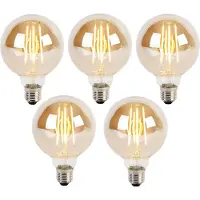 LUEDD Set van 5 E27 3-staps dimbare LED lamp G95 goud glas 5W 380 lm 2200K