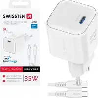 Swissten 35W UBS-C Travel Charger With USB-C To USB-C Cable - 1.2m - 22070220 - White