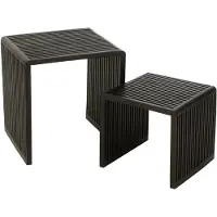 J-Line Set of 2 coffee tables cubic recycle teak black