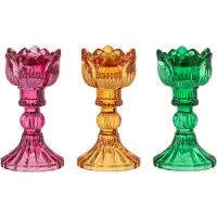 J-Line Kandelaar roos glas mix assortiment van drie