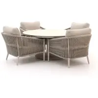 Bellagio + 10% kassakorting | Mineo/La Fonte ø150cm low dining tuinset 5-delig