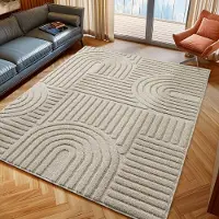 Muratap Japandi art vloerkleed boho scandinavisch laagpolig effen - 240x340 cm